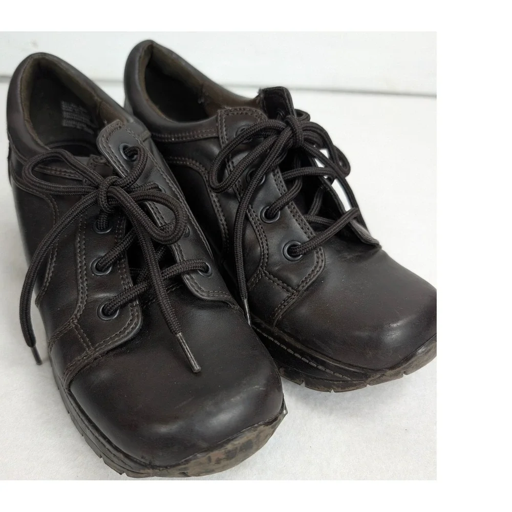 Lower East Side Womens 6.5 Brown Platform Oxford Shoes Y2K Chunky Wedge Lug